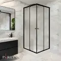 Душевой уголок Parly ZFQ911B (90х90х190), Низкий поддон, Профиль черный, Стекло матовое прозрачное