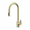 Смеситель для кухни с выдвижным изливом Paulmark UNIVERSAL светлое брашированное золото, с подключением фильтра питьевой воды, Un213880-SBG