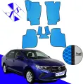 Автомобильные коврики EVA/ЕВА/ЭВА для Volkswagen Polo VI / Фольксваген Поло 6 2020 – н. в. василек черный