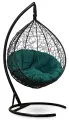 Подвесное кресло-кокон SEVILLA VERDE VELOUR черный + каркас (зеленая подушка, искусственный велюр)