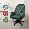 Офисное кресло руководителя базель, кожаное, дерево, 200 кг, зеленое (Pino kelato)