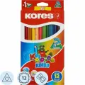 Карандаши цветные 12 цветов Kores Kolores Jumbo (L=175мм, d=5мм, 3гр) + точилка, картонная упаковка, 6 уп. (93512.01)