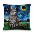 Подушка декоративная Кот Ван Гог 40х40 велюр