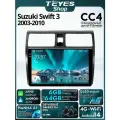 Магнитола Suzuki Swift 3 2003-2010 Teyes CC4 6/64GB, штатная магнитола, 8-ми ядерный процессор, QLED экран, DSP, 4G, Wi-Fi, CarPlay, AndroidAuto, 2 DIN