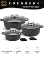 Набор посуды EB-8140 Edenberg из литого алюминия с мраморным покрытием 6 предметов