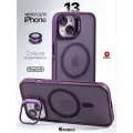 Чехол О'кейси MagSafe, для iPhone 13, прозрачный, фиолетовый, с держателем