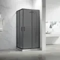 Душевой уголок Veconi RV-27B Grey с раздвижными дверьми 100х80х190 см, профиль черный матовый, тонированное стекло 5 мм