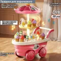 Кукольная мебель/тележка для мороженого с вращающейся платформой, подсветкой и музыкой, упаковка в подарочную коробку