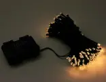 Светодиодная гирлянда на батарейках 120 теплых белых LED ламп 12 м, черный ПВХ, контроллер, IP44, SNOWHOUSE LD120-GWW-BO