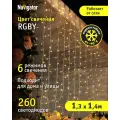 Гирлянда-занавес «Водопад» Navigator 93 664, теплый белый, 1,3 х 1,4 м, IP44