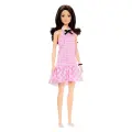 Кукла Mattel Barbie Fashionistas Брюнетка в клетчатом платье с аксессуарами HRH21, розовый