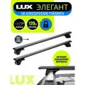 Багажник LUX элегант на крышу для Volkswagen Tiguan II / Фольксваген Тигуан 2 внедорожник 2017-н. в. на классические рейлинги - 130см крыловидные черные дуги + замок
