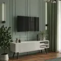 Тумба под телевизор цифра мебель Виктория 1380, ЛДСП, МДФ, белая, 138см x 35,5см x 47см