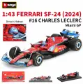 Металлическая коллекционная премиум модель Bburago болида Феррари Шарля Леклера/пластиковый бокс (Charles Leclerc Ferrari SF-24 Miami GP №16) Формула-1, сезон 2024. Масштаб 1:43