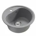 Мойка для кухни из искусственного мрамора круглая MIXLINE ML-GM 10 с сифоном, графит
