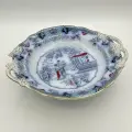 Блюдо сервировочное в стиле шинуазри, Petrus Regout & Co, фаянс, деколь с подрисовкой