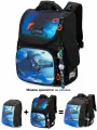 Ранец школьный для мальчика 15 л для начальной школы А4 с анатомической спинкой SkyName (СкайНейм) + часы + мешок