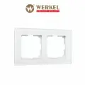 Рамка из стекла на 2 поста Werkel Favorit W0021105, цвет белый матовый