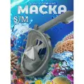 Полнолицевая маска для плаванья / Маска для снорклинга и дайвинга / Подводная с креплением для экшн-камеры, размер S/M, серый