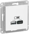 Розетка usb для зарядки Systeme Electric Atlas Design, с разъёмами тип А + тип С, на винтах, белый