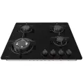 Варочная панель газовая Haier HHX-G64CWB1, мощность 8300 Вт, Вок-конфорка, электроподжиг, газ-контроль, черная