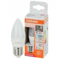 Лампа Светодиодная Свеча 7Вт 170-250В E27 600Лм 6500К Угол 200 град. d 37mm h 100mm Свет Холодный белый Osram, уп. 5шт