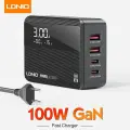 Быстрое зарядное устройство USB C LDNIO 100 Вт GaN USB C Зарядная станция Портативное настенное зарядное устройство USB C Адаптер 3 USB C 3 QC USB A для ipad Ноутбук, EU