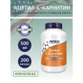 Аминокислота Ацетил-L-Карнитин NOW Acetyl-L-Carnitine 500 mg 200 капсул