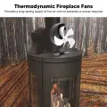 Вентилятор для дровяной печи с 5 лопастями и термозащитным экраном, термометр из алюминиевого сплава, тихая работа, вентилятор для камина с тепловым приводом, серебро