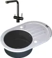 Комплект Мойка Zorg Glass GL-7851-OV-WHITE-GRAFIT графит / Смеситель Inox SZR-7039 GRAFIT графит