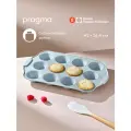 Форма для выпечки кексов Pragma Lanktu 12 шт. с силиконовыми ручками, серая