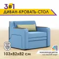 Диван раскладной GOSTIN Юнга мини(сидение 76)выкатной трансформер 3в1 для кухни, детский (темный стол), голубой