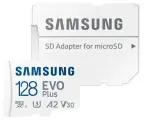 Карта памяти Samsung Evo Plus, microSD, 128Гб, Class 10, A2, UHS-I, белая