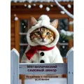 Декор из металла для сада, дачи Котик в шубке, 20*25 см