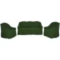 Комплект чехлов на трехместный диван и два кресла с оборкой, цвет Зеленый