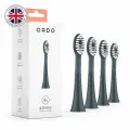 Сменные насадки для электрической зубной щетки ORDO Sonic+ с закругленными щетинками и силиконовым полирующим элементом, 4 штуки, темно-серые