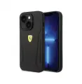 Ferrari для iPhone 14 чехол Leather Stamped sides Hard Black (MagSafe)