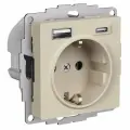 AtlasDesign Песочный Розетка 16А c 2 USB A+C, 5В/2,4А/3,0А, 2х5В/1,5А, механизм, Systeme Electric, ATN001232