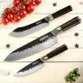 Набор ножей NIHONTO Gyuto + Butakiri + Petty, поварской, сталь, 3 ножа, рукоять дерево