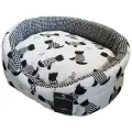 Лежанка для собак AntePrima Nathalie, бело/черный с принтом собачки, 72х52х23см (Италия)