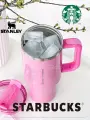 Термостакан Stanley+Starbucks розовый с клапаном и трубочкой 1200мл