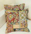 Комплект декоративных наволочек Кружева Гобелен Пэчворк, красно-желтый, размер 40х40 см