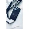Чехол Karl Lagerfeld Автограф с ремешком и картхолдером из эко-кожи сафьян для iPhone 14 Pro, черный
