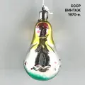 Винтажная елочная игрушка Матрёшка. Неваляшка. Стекло, роспись. СССР, 1970-е.