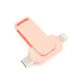USB флеш накопитель, USB Type-C + Lightning с переходником на USB 3.0 Type-A, 256 GB, розовый цвет
