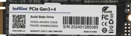 SSD накопитель INDILINX IND-4XN80S 256ГБ, M.2 2280, PCIe 3.0 x4, NVMe, M.2 [ind-4xn80s256gx]