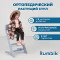 Растущий стул для детей и школьников Rumbik Kit серый, регулируемый стульчик для кормления, ортопедический, деревянный