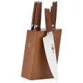 Набор кухонных ножей из сверхпрочной стали (5 ножей подставка) Huo Hou Molybdenum Vanadium Steel Kitchen Knife Set (HU0158), коричневый