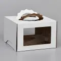 Коробка под торт 3 окна, с ручками, белая, 30x30x20 см, вид: кондитерские коробки, 5 шт.
