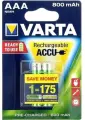 Аккумулятор ААА Varta HR03-2BL 800мА/ч Ni-Mh Accu Ready2Use в блистере 2шт.